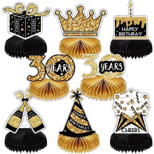 Happy Birthday Party Honeycomb Ball Decoration 30 40 50-year-old Honeycomb Paper Fan Desktop Decoration Supplies