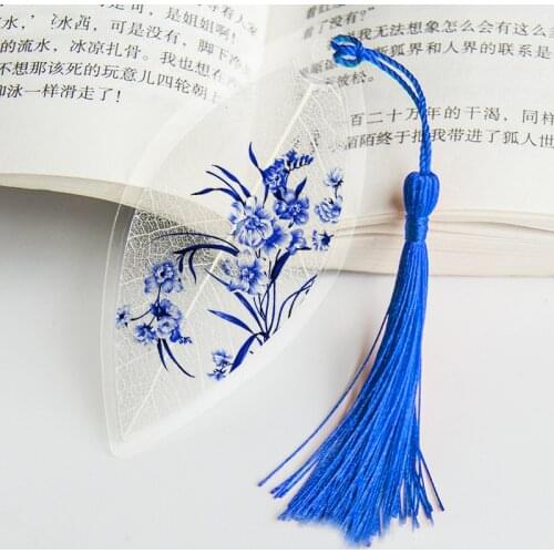 Waterproof Transparent PVC Plastic bookmarks Chinese style bookmark Tassel Bookmarks Collectibles leaf Vein bookmark Gift
