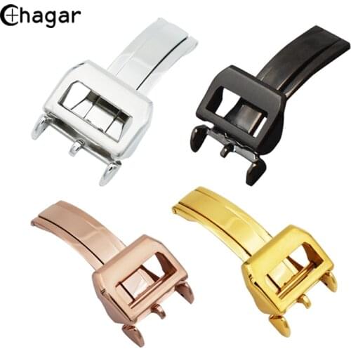 High quality 316L Stainless Steel Butterfly buckle For IWC IW323101 Big Pilot watchband strap silver gold rosegold black clasp
