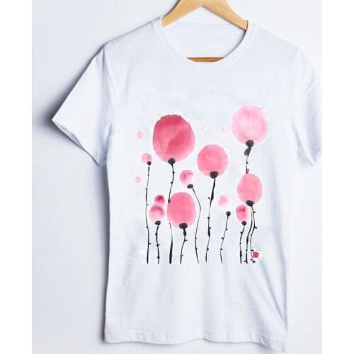 Tees for Women Print Watercolor Floral Plant Fashion Short Sleeve 90s Ladies Clothes Lady Tops Clothing Female T Shirt T-Shirt
