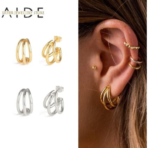 AIDE Luxury Three Claws Torsion Bar Stud Earrings 925 Sterling Silver Earrings For Women Wedding Party Fine Jewelry kolczyki