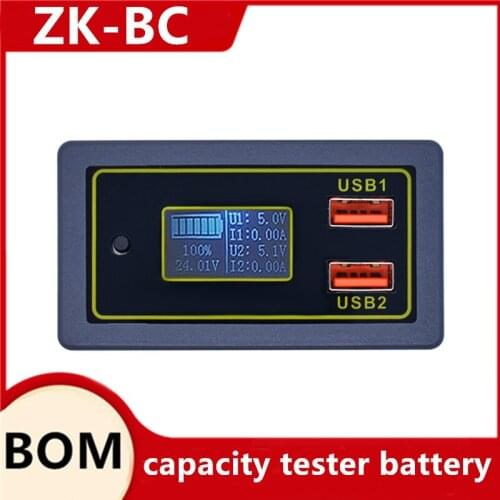 ZK-BC 4.5-32v 12v 24v Lead-acid lithium battery Voltmeter ammeter 18650 capacity tester battery monitor USB quick charger QC3.0