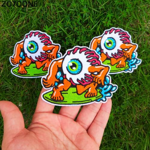 ZOTOONE Iron on Eyeball Patches for Clothing T-shirt Embroidered Heat Transfer DIY Cool Patch Sew Stripe on Clothes Applique G