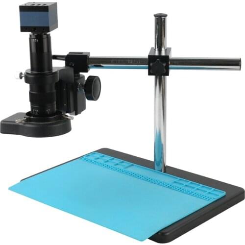 1/3" HD 2K 1080P HDMI Industrial Lab PCB Soldering USB Video Microscope Camera + 180x 300x C Mount Lens + 144 LED Ring Light