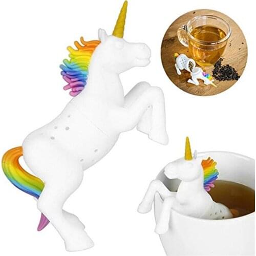 1pc Unicorn Tea Infuser Silicone Reusable Loose Tea bag Tea Filter Leaf Strainer Herbal Spice Filter Diffuser Teapot