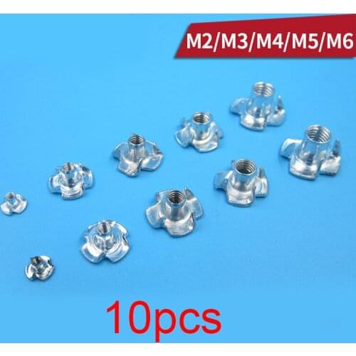 10pcs M2 M3 M4 M5 M6 Metal Four Claws Nut Speaker Nut T-nut Blind Pronged Tee Nut For DIY RC Models Spare Parts