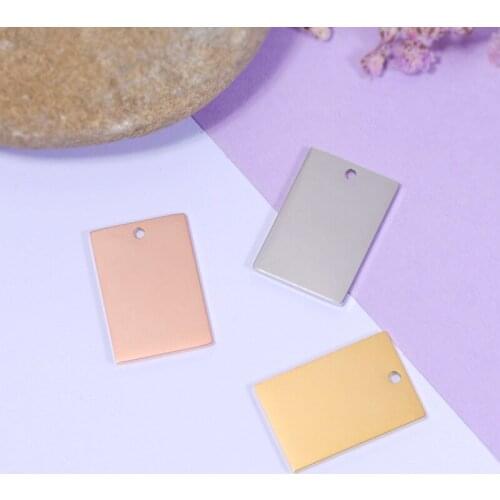 100% Stainless Steel Rectangle Charm Blank For Engrave Gold/Silver Color Metal Rectangle Tag Mirror Polished Wholesale 20pcs