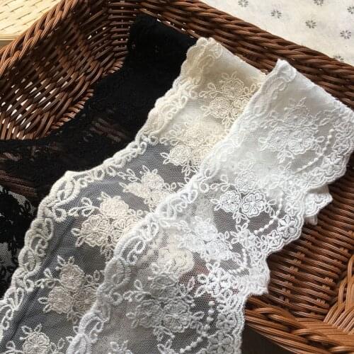 6/19yards Width 7.5cm Beige Mesh Lace Embroidery Lace Hemline Dress Wedding Decorative Curtain Material Hand DIY Accessories