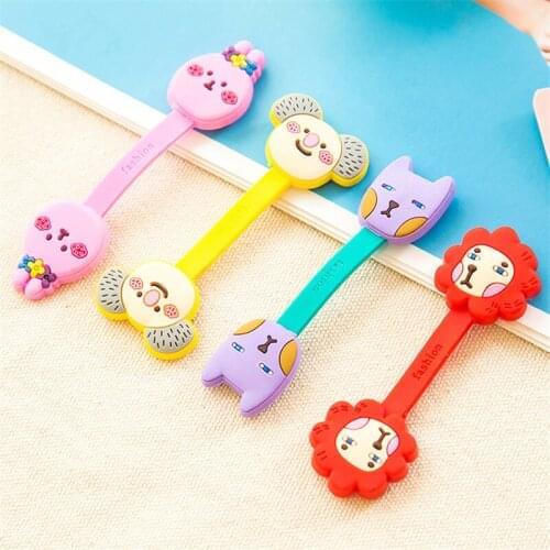 2/5pcs Cute cat bear rabbit Cartoon Press buckle bobbin winder ear mechanism kawaii storage line multifunction receive Bag clip