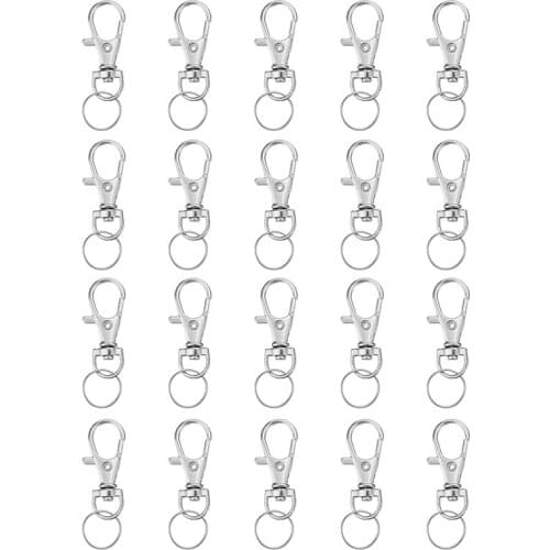 20pcs Classic Key Chain Ring Metal Lobster Clasp Clips Key Hooks Keychain With Ring For DIY Handmade Jewelry Tools