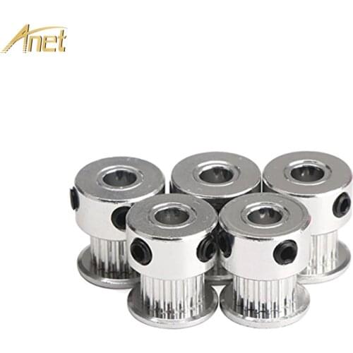 5pc/lot Anet 3D Printer Parts Aluminum GT2 16 Teeth 6mm Bore Timing Pulley Flange Synchronous Wheel for 6mm Timing Belt