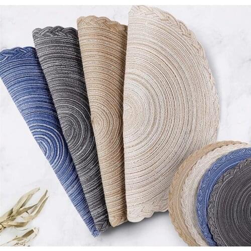 6/4pcs Japanese Round Ramie Braided Placemats Insulation Pad Dining Table Mat Fashion Coffee Tea Coaster Tableware Placemat Pad