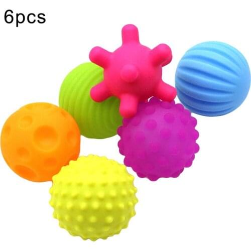 6Pcs Sensory Touch Multiple Textured Baby Balls with BB Sound Bath Education Toy Textured Ball