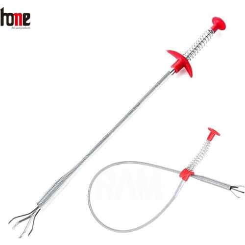 60cm Bendable Drain Auger Mult Sewer Hair Cleaning Claw Spring Loaded Grabber Pickup Pipe Dredging Clog Remover Relief Catcher