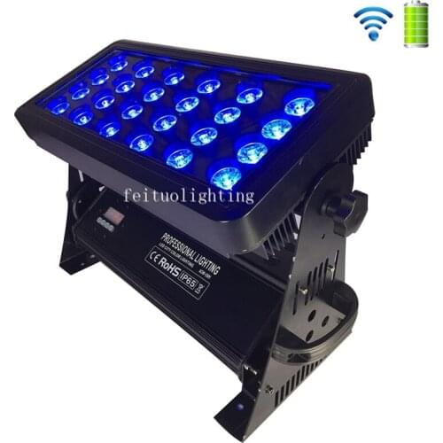 8pcs Outdoor Wifi Battery IP65 Led Wall Washer 24 x 12w Mobile Phone Control Wireless Led City Color RGBWA UV 6in1 Wall Washer