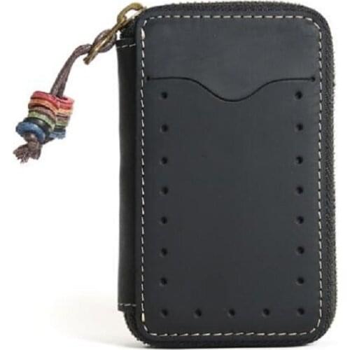 Key Holder Wallet Genuine Leather Keys Holder Key Pouch Men Key Chain Wallets Card Purse Retro Cowhide Durable