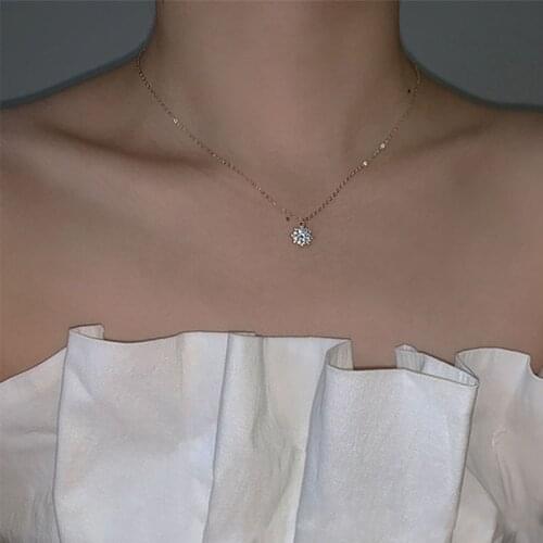 Elegant 925 Sterling Silver Full Zircon Pendant Choker Fine Necklace Wedding and Valentines Day Gift NK065