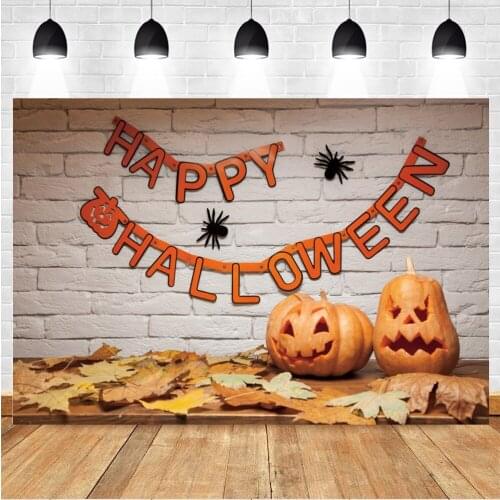Yeele Halloween Background Baby Photographic Interior White Brick Wall Pumpkin Backdrop Photography Photo Studio Photophone