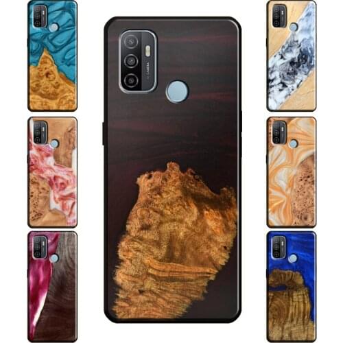 Resin Wood Case For OPPO A52 A72 A92 A15 A83 A91 A3S A5S Reno 4 Pro Z 2Z A31 A53 A9 A5 2020 Coque