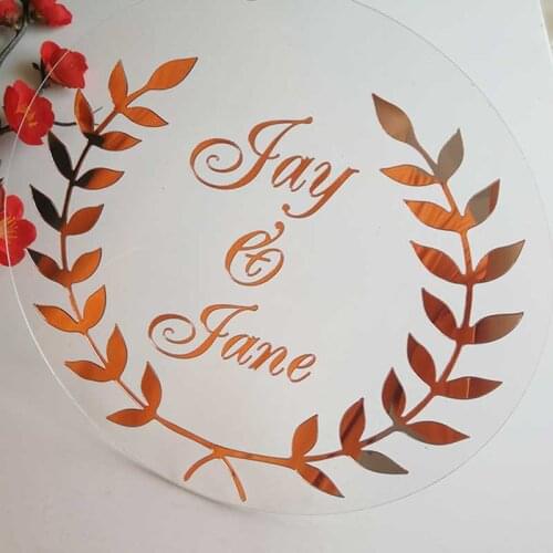 Private Custom Name Sign Acrylic Mirror Frame for Wedding Memorial Day With Standing Engagement Party Favor Decor