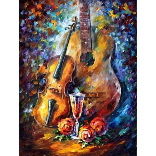 Still life Painting for sale Colorful oil paintings Canvas guitar and violin Modern Wall Art Home Decor High quality Handpainted