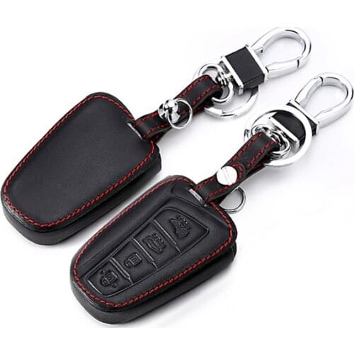 4Button Leather Car Smart Key Case Cover Skin FIT FOR 2013 2014 2015 HYUNDAI SANTA FE IX45 GENESIS EQUUS AZERA keyless 4 buttons