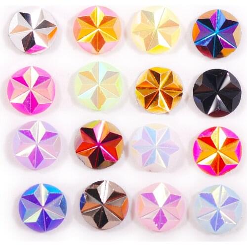 1000 Pieces 5mm Round Glitter Crystal AB Resin Rhinestone Flatback flower Pattern Stone DIY Nail Art Decoration Crafts