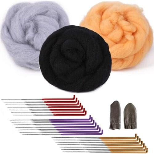 LMDZ 3 Colors Wool Roving for Needle Felting(30g/Color), Felting Kit with Felting Supplies, Needle Felting Starter Kit