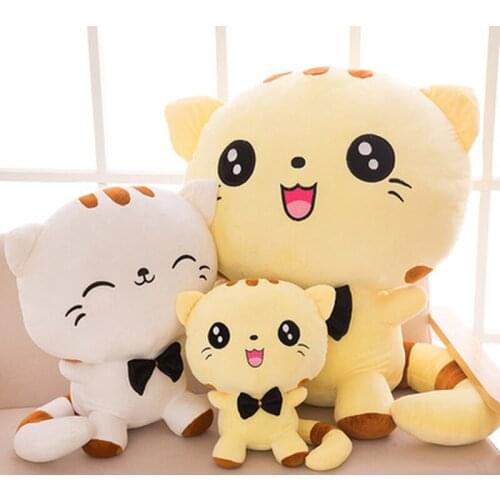 Cute Kawaii Cat with Bow Plush Dolls 20CM Toys Gift Stuffed Soft Doll Cushion Sofa Pillow Gifts Xmas Gift Party Decor