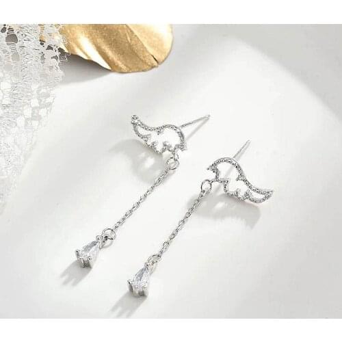 Luckydays Minimalist Fashion Crystal Tassel Shine Long Drop Earrings For Women Girl Allergy Jewelry