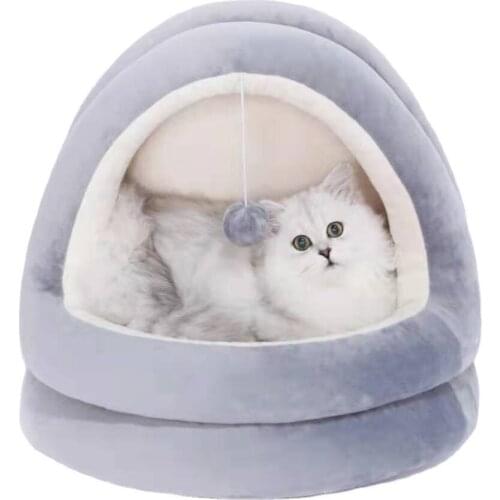 Soft Semi-closed Solid Color Round Dog Bed Warm Sleeping Mats Pet Kennel Washable Cat Lounger Sofa House Pet Supplies