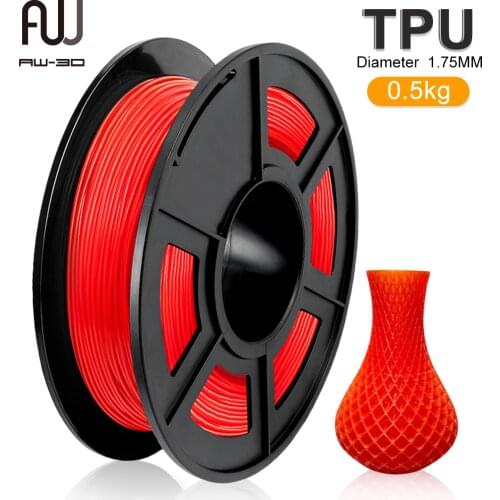3D Printer Filament TPU 0.5kg Flexible Red Color Diameter 1.75mm Tolerance +/-0.02mm 100% No Bubble Non-toxic Printing Material