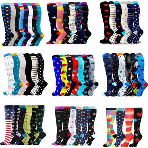 3/5/6 Pairs/Lot Compression Socks Women Knee High 30mmHg for Edema Diabetes Varicose Veins Running Sports Compression Stocking