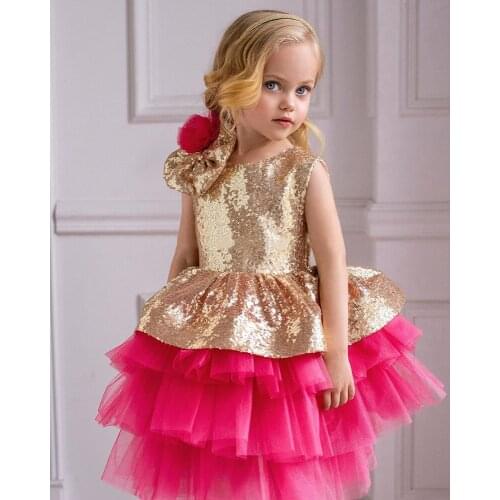 New baby girl dress gold sequined top vintage retro kids dresses for girls clothes christmas princess children clothes