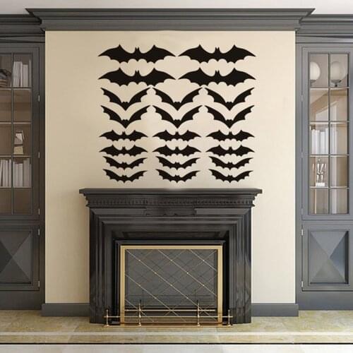 Newest Arrival Halloween Wall Sticker Solid Color Bat Print PVC Decals Posters Decorative Paper for Wall Window Door