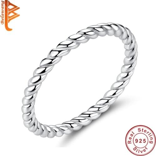 Wholesale Stackable Twist Rings For Women 100% 925 Sterling Silver Jewelry Round Simple INS Style Fine Jewelry Birthday Gift