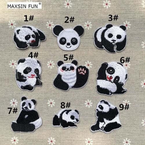 Maxsin Fun 1pc Cute Panda Patch for Clothing DIY Accessories Iron on Applique Clothes Shoes Bags Decoration Animal Patches