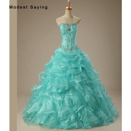 Luxury Ball Gown Beaded Quinceanera Dresses 2017 with Crystal and Ruffled Skirt Girl Long Party Prom Gowns vestido de 15 anos