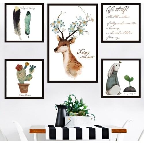 Nordic Style Deer Living Room Decoration Wall Sticker DIY Creative Animal Wall Decals Adhesive Poster Wallpaper