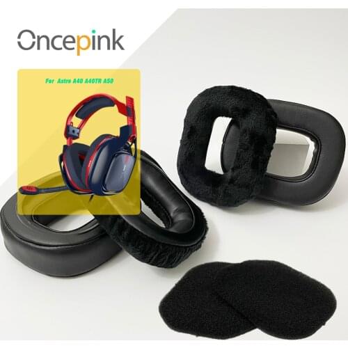 Oncepink Replacement EarPads Headband For Astro A40 A40TR A50 Headphone Thicken Velvet Leather Ear Cover Repair