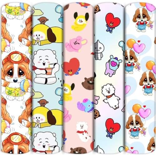 Dogs Cartoon Polyester Cotton/4way Stretch Knitted Fabric Patchwork Sewing Kid Home Textile Cloth Quilting Headband,c16993