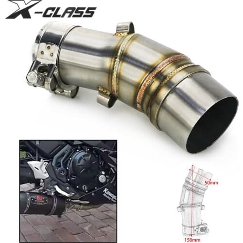 Motorcycle Exhaust Pipe Link Connector Slip-On Stainless Steel Accessories for Kawasaki ER6N ER-6N 2012 2013 2014 2015 2016