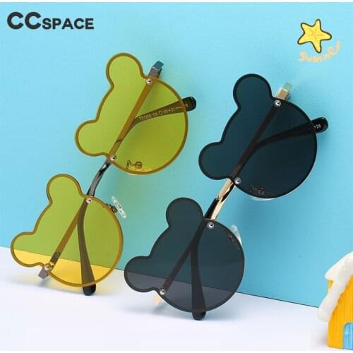 47515 Children Sunglasses Polarized lenses Round Bear Lovely Cartoon style Retro Fashion Comfortable Boy Girl Kids Shade UV400