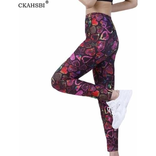 CKAHSBI Fitness Yoga Pants Stretchly Sports Female Workout Leggings Push Up Gym Training Color Thousand Love Running New Bottom