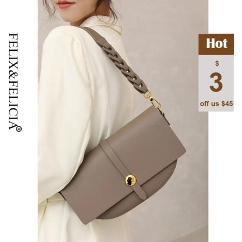 FELIX&FELICIA Factory Brand Shoulder Bag Fashion Women Handbag High Quality Genuine Leather Crossbody Retro Messenger Bags 2021