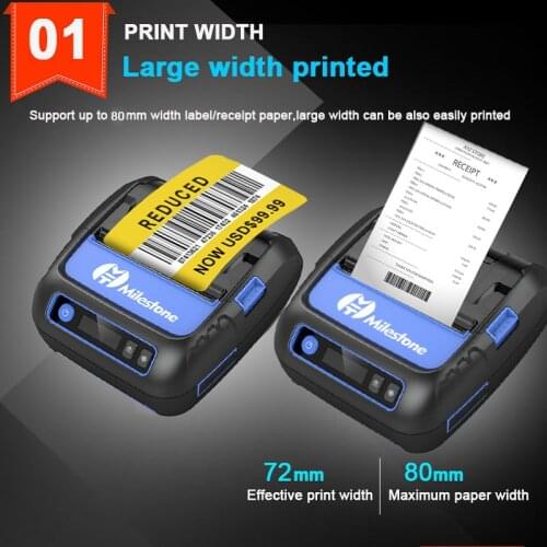 Milestone All in one USB/Buletooth Protable Thermal Printer Lable Maker 3inch/80mm For Print Barcode Lable Ticket Receipt bill
