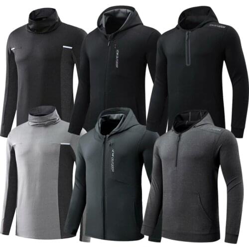 Gym Men Sports Jacket Fitness Long Sleeve Coat Running Elastic Tight Hoodies Slim Hiking Sweatshirts Male Jogging Hooded Tops