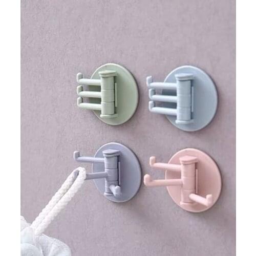 Rotatable Seamless Adhesive Hook Strong Bearing Stick Hook Kitchen Wall Hanger Bathroom Kitchen supplies Hooks Dropshipping