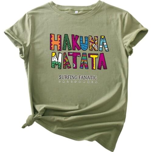 MK Colorful HAKUNA MATATA Letter Print Womens T-Shirts Fashion Cotton Tshirt Casual Top Tees Female