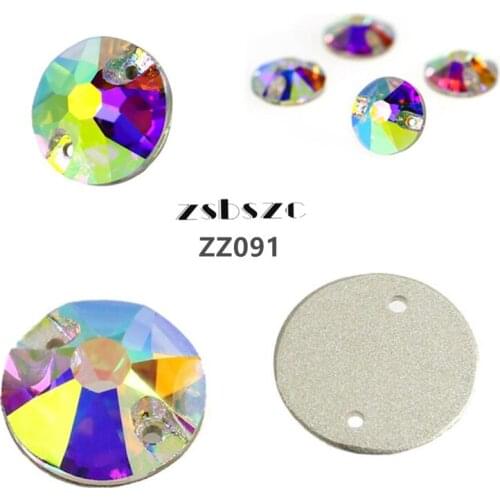 Zsbszc new 48pcs Flatback AB rhinestones round shape sew on diamonds shoes hats bags clothing accessories ZZ091